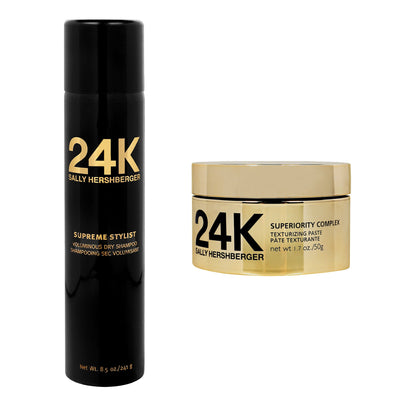 Sally Hershberger 24K Texture and Volume Styling Duo - Texturizing Paste, Volumizing Dry Shampoo