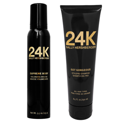 Sally Hershberger 24K Restore and Volumize Duo - Get Gorgeous ProStyle Shampoo, Volumizing Mousse